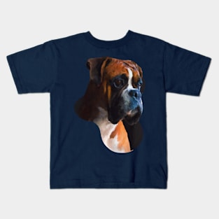 Boxer dog portrait painting Kids T-Shirt